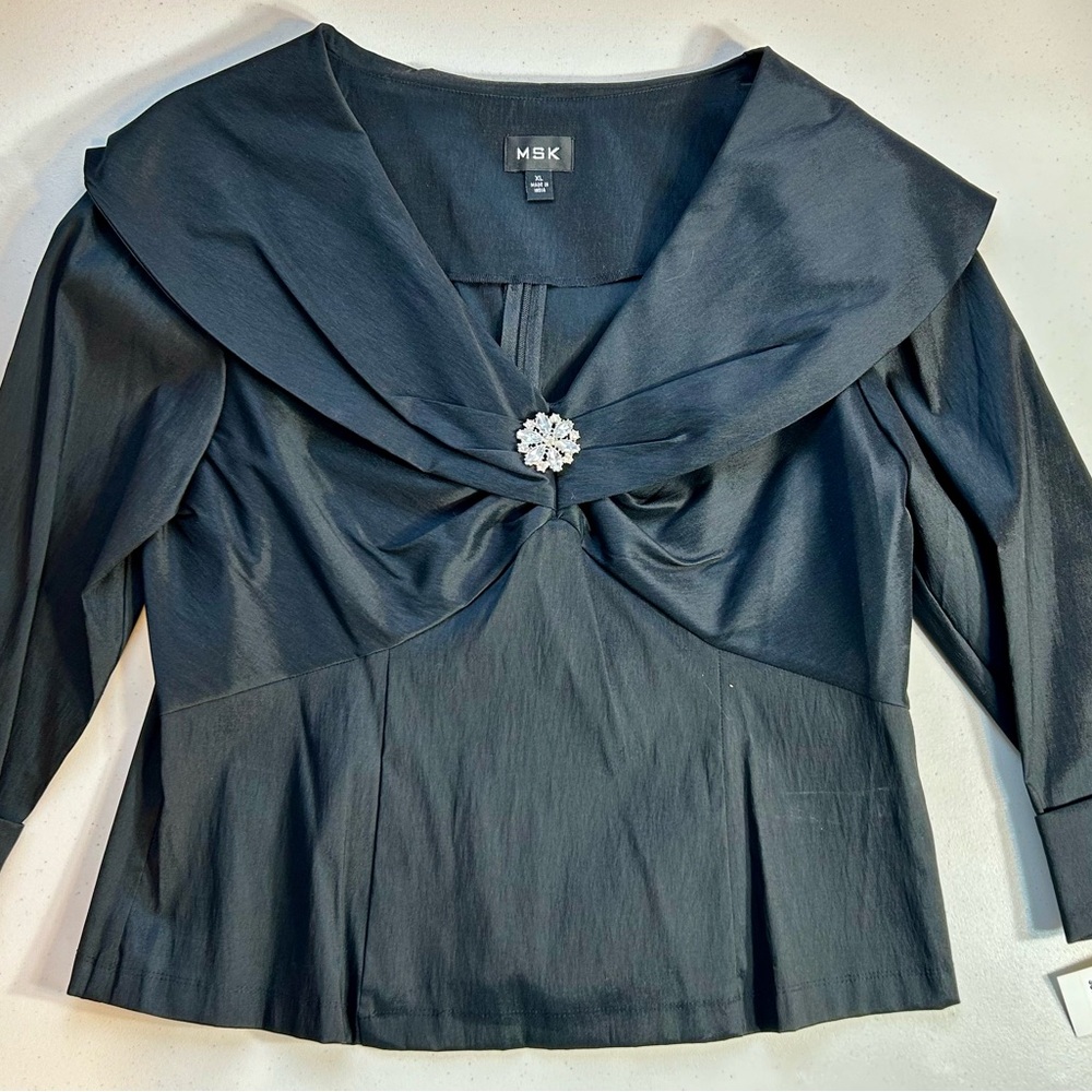 Black XL MSK Formal Top with 3/4 Sleeves